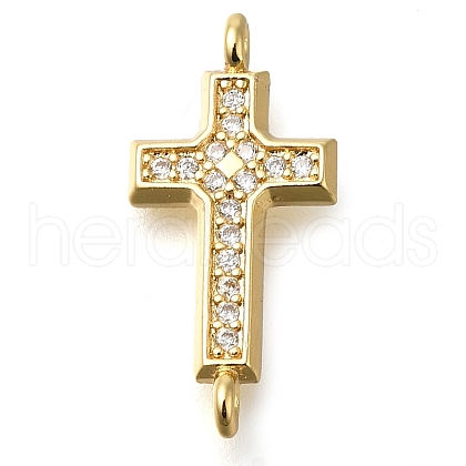 Brass Pave Clear Cubic Zirconia Connector Charms KK-M101-02E-G02-1
