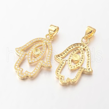 Brass Micro Pave Cubic Zirconia Pendants ZIRC-L035-29G-FF-1