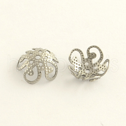 Tarnish Resistant 304 Stainless Steel 5-Petal Bead Caps STAS-R065-33-1