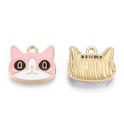 Light Gold Plated Alloy Kitten Pendants ENAM-T009-41B-1