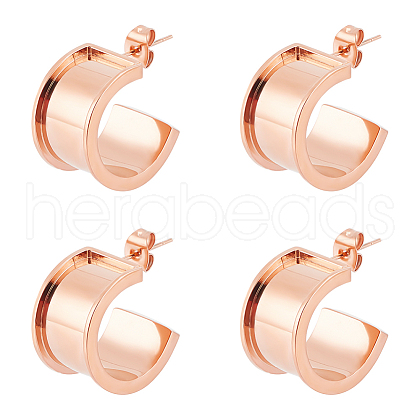Unicraftale 2 Pairs Stainless Steel Round Stud Earring Finding STAS-UN0050-94RG-1