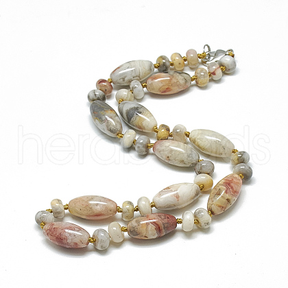 Natural Crazy Agate Beaded Necklaces NJEW-S388-20-1