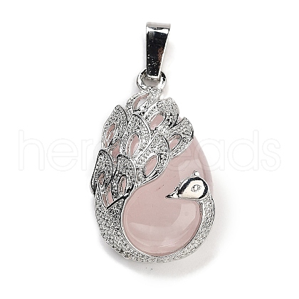 Natural Rose Quartz Teardrop Pendants G-G112-03P-05-1