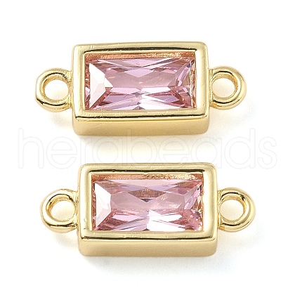 Brass Pave Glass Rectangle Connector Charms KK-H002-06G-03-1