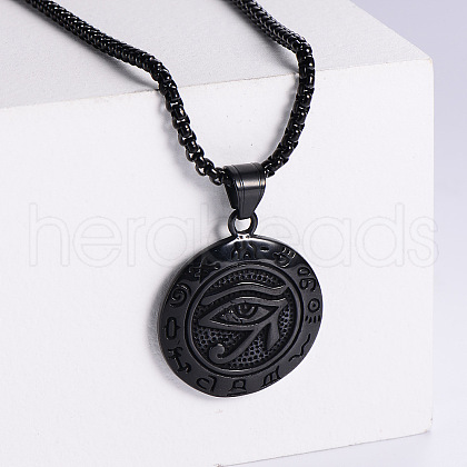 Retro Stainless Steel Eye of Ra Pendant Necklaces for Men HT4952-1-1