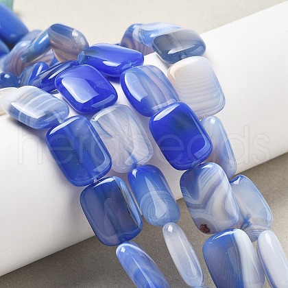 Natural Banded Agate Beads Strands G-K392-B07-13x18mm-1