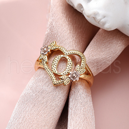 Heart with Flower Hollow Out Brass Finger Rings FS-WG99C3E-35-1