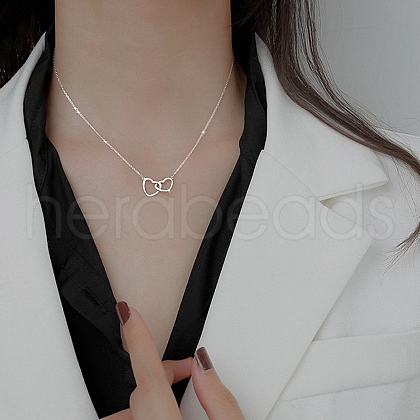 Heart Titanium Steel Cable Chain Necklace for Women PW-WG60106-02-1