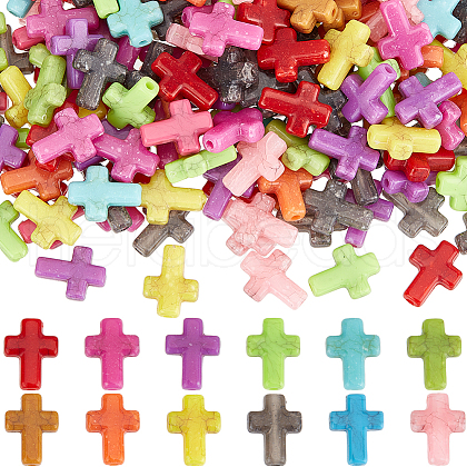 SOFPLATE 300Pcs Crackle Opaque Acrylic Beads OACR-SP0001-06-1