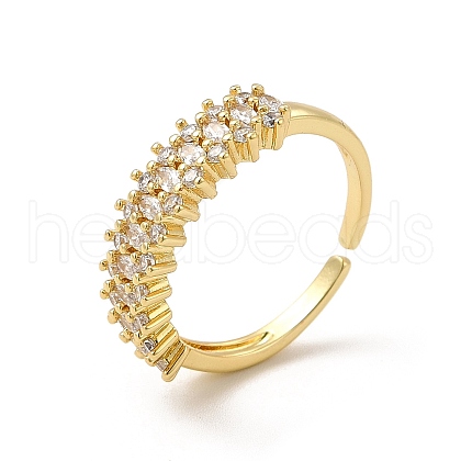 Clear Cubic Zirconia Open Cuff Ring RJEW-I092-10G-1