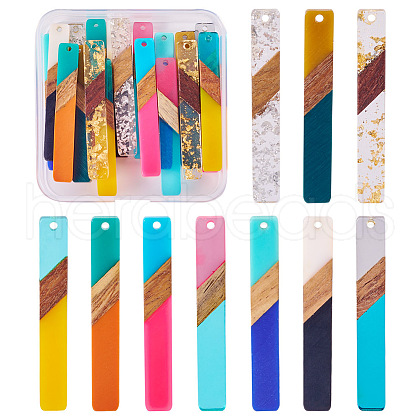 20Pcs 10 Styles Resin & Walnut Wood Big Pendants BT-TAC0013-01-1