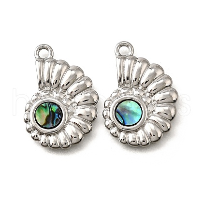 304 Stainless Steel Pave Natural Paua Shell Pendants STAS-C122-21C-01P-1