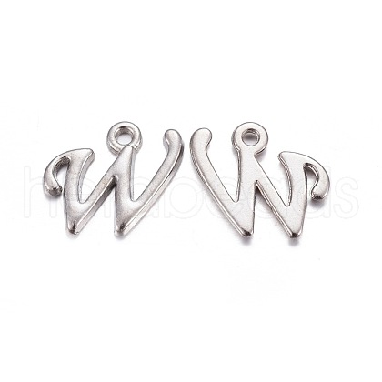 Platinum Plated Alloy Letter Pendants PALLOY-J718-01P-W-1