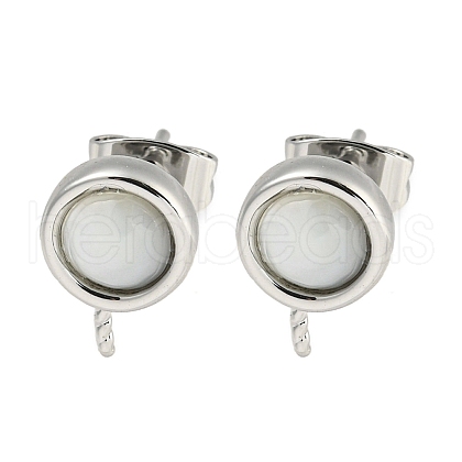 Brass with Sea Shell Stud Earring KK-Q820-05P-1
