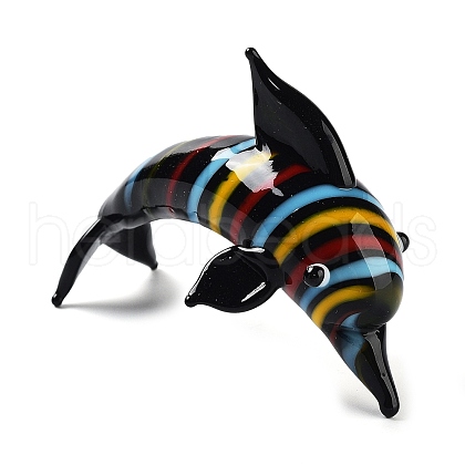 3D Dolphin Handmade Lampwork Display Decoration DJEW-C012-06-1