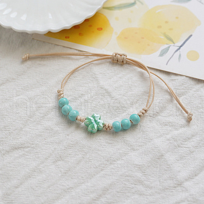 Clover Ceramic Beads Braided Bead Bracelets FS-WGDB922-04-1