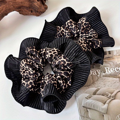 Retro Leopard Print Cloth Elastic Hair Accessories KF6386-1