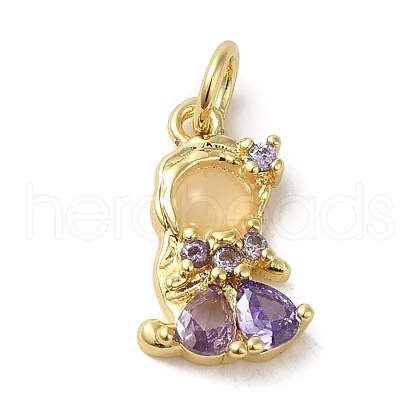 Brass Micro Pave Colorful Cubic Zirconia Glass Pendants X-KK-R162-026D-G-1