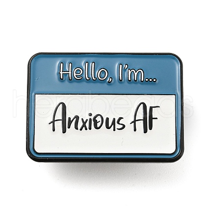 Hello I'm Anxious AF Rectangle Social Dialogue Box Enamel Pins JEWB-Z010-04C-EB-1