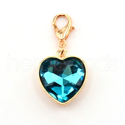 Heart Glass Pendant Decorations HJEW-WH0036-19C-1