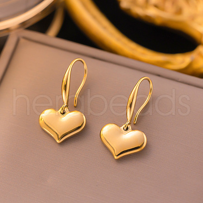 304 Stainless Steel Heart Dangle Earrings for Women EJEW-G417-02G-1