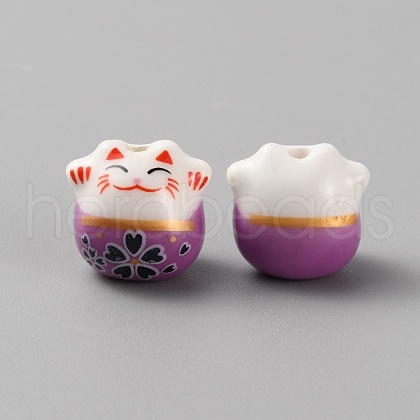 Handmade Porcelain Beads PORC-WH0006-02I-1