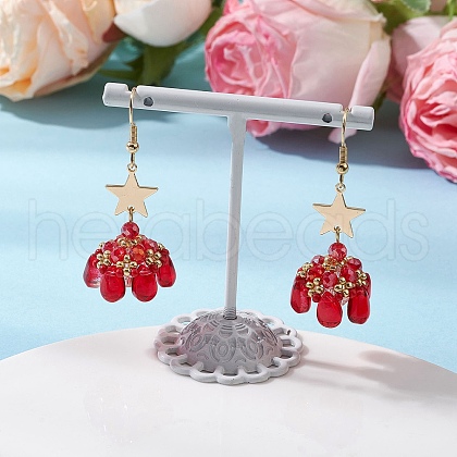 Star Glass Seed Beads Dangle Earrings EJEW-MZ00428-02-1