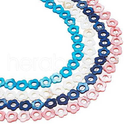  4 Strands 4 Colors Natural Freshwater Shell Beads Frames Strands SHEL-NB0001-45-1