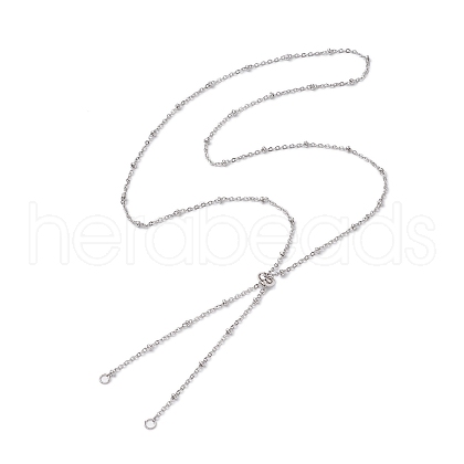 Non-Tarnish 304 Stainless Steel Satellite Chain Slider Necklace Making AJEW-JB01247-02-1