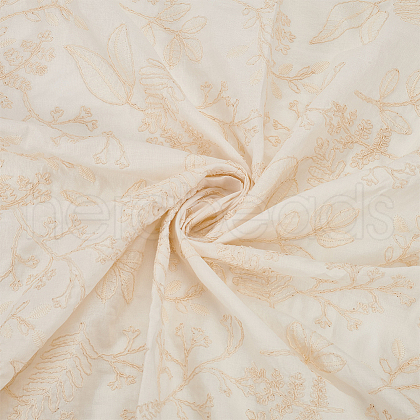 Flower Pattern Embroidery Cotton Fabric DIY-WH0580-48-1