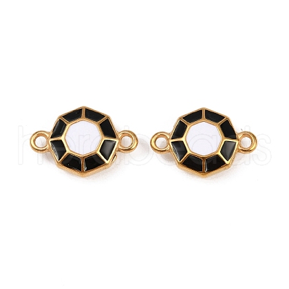 304 Stainless Steel Black and White Enamel Octagon Connector Charms STAS-Z140-11G-1