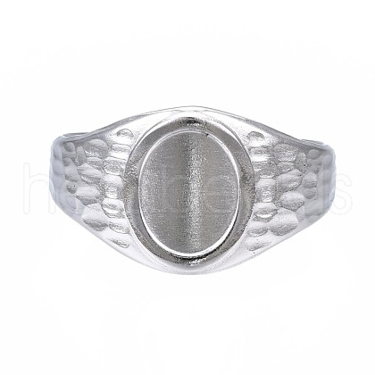Non-Tarnish 304 Stainless Steel Oval Open Cuff Ring RJEW-T023-54P-1