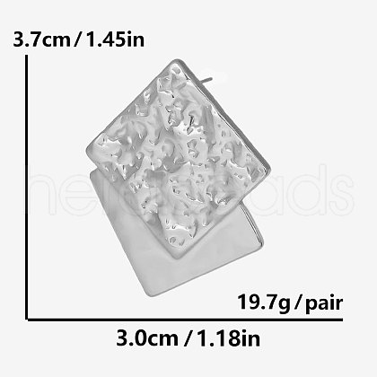 304 Stainless Steel Square with Groove Stud Earrings QW7616-1-1