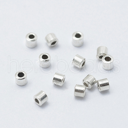 Rhodium Plated 925 Sterling Silver Crimp Beads STER-L063-04P-1