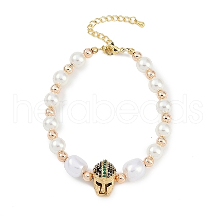 Rack Plating Brass Micro Pave Cubic Zirconia Charm Bracelets BJEW-P341-13G-01-1