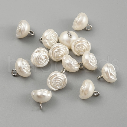 Plastic Imitation Pearl Shank Buttons FIND-WH0152-258-1