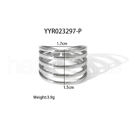 Geometric Stainless Steel Open Cuff Rings with Irregular High-end Feel NH8943-12-1