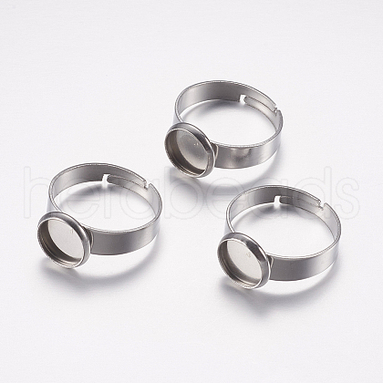 Tarnish Resistant Adjustable 304 Stainless Steel Finger Rings Components STAS-I097-037A-P-1