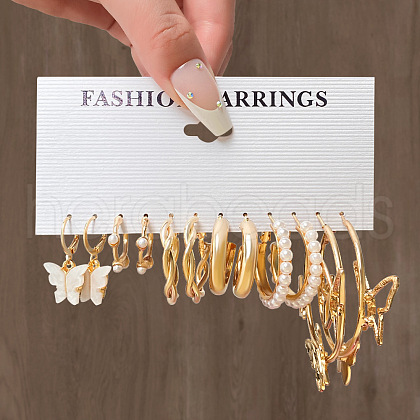 6 Pairs Alloy Hoop Earring Sets WG6DB3C-09-1