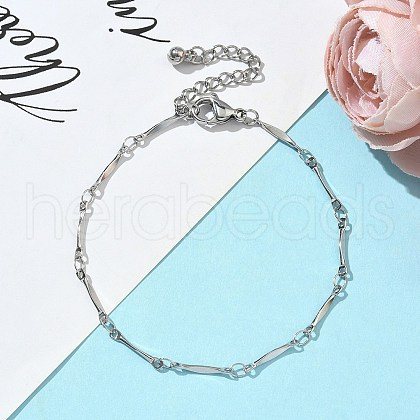 304 Stainless Steel Twisted Bar Link Chain Bracelets for Women BJEW-JB11837-1