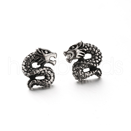 Retro 304 Stainless Steel Dragon Ear Studs EJEW-P057-05-1