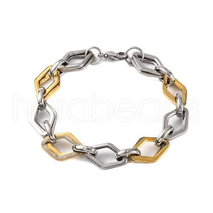 201 Stainless Steel Rhombus Link Chain Bracelets BJEW-B078-118GP-1