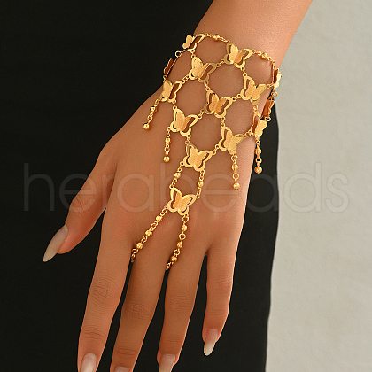 Luxurious & Elegant Brass Butterfly Link Finger Ring Bracelets for Women UK2567-1