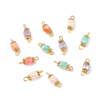 Column Glass Golden Tone Iron Connector Charms PALLOY-JF01739-1