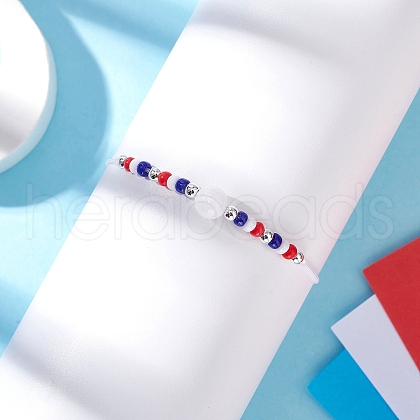 Independence Day Glass Seed Beads Braided Bead Bracelets BJEW-MZ00179-02-1