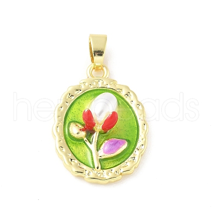 Brass Enamel Pendants KK-Z101-09G-E01-1