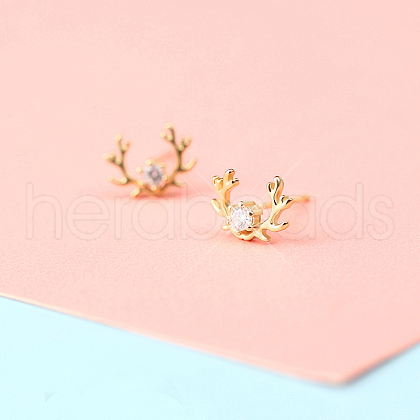 Brass Micro Pave Clear Cubic Zirconia Stud Earrings FS-WGE47D1-02-1