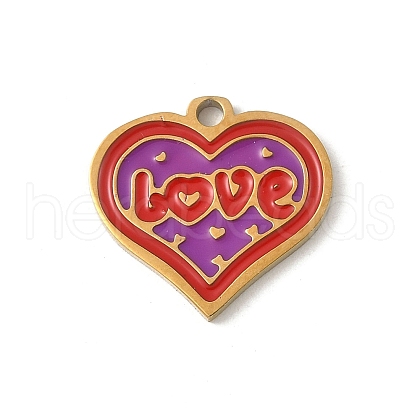 304 Stainless Steel Enamel Charms STAS-P388-19A-G-1