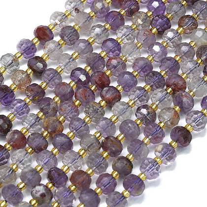 Natural Purple Lodolite Quartz Beads Strands G-K389-E78-01-1