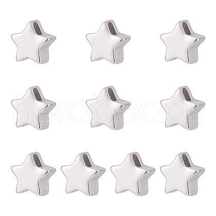 GOMAKERER 10Pcs Rhodium Plated 925 Sterling Silver Beads FIND-GO0002-59-1